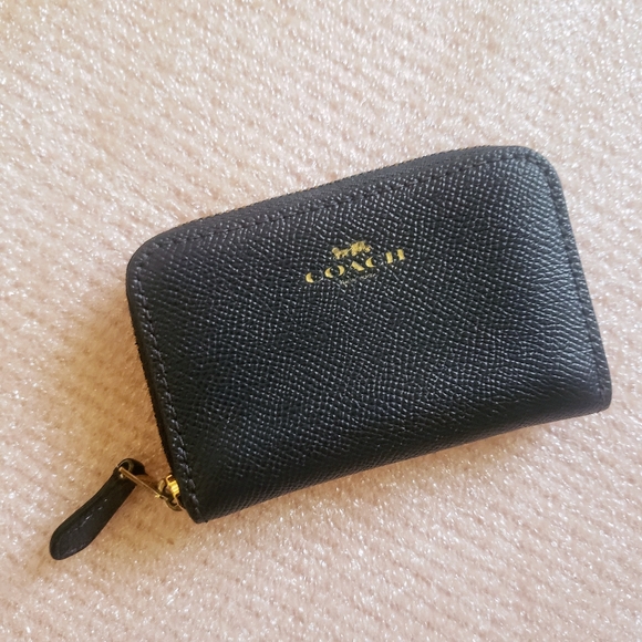 Coach Accessories - SOLD - COACH  Zip Around Leather Coin / Card Case Mini Wallet - Blue